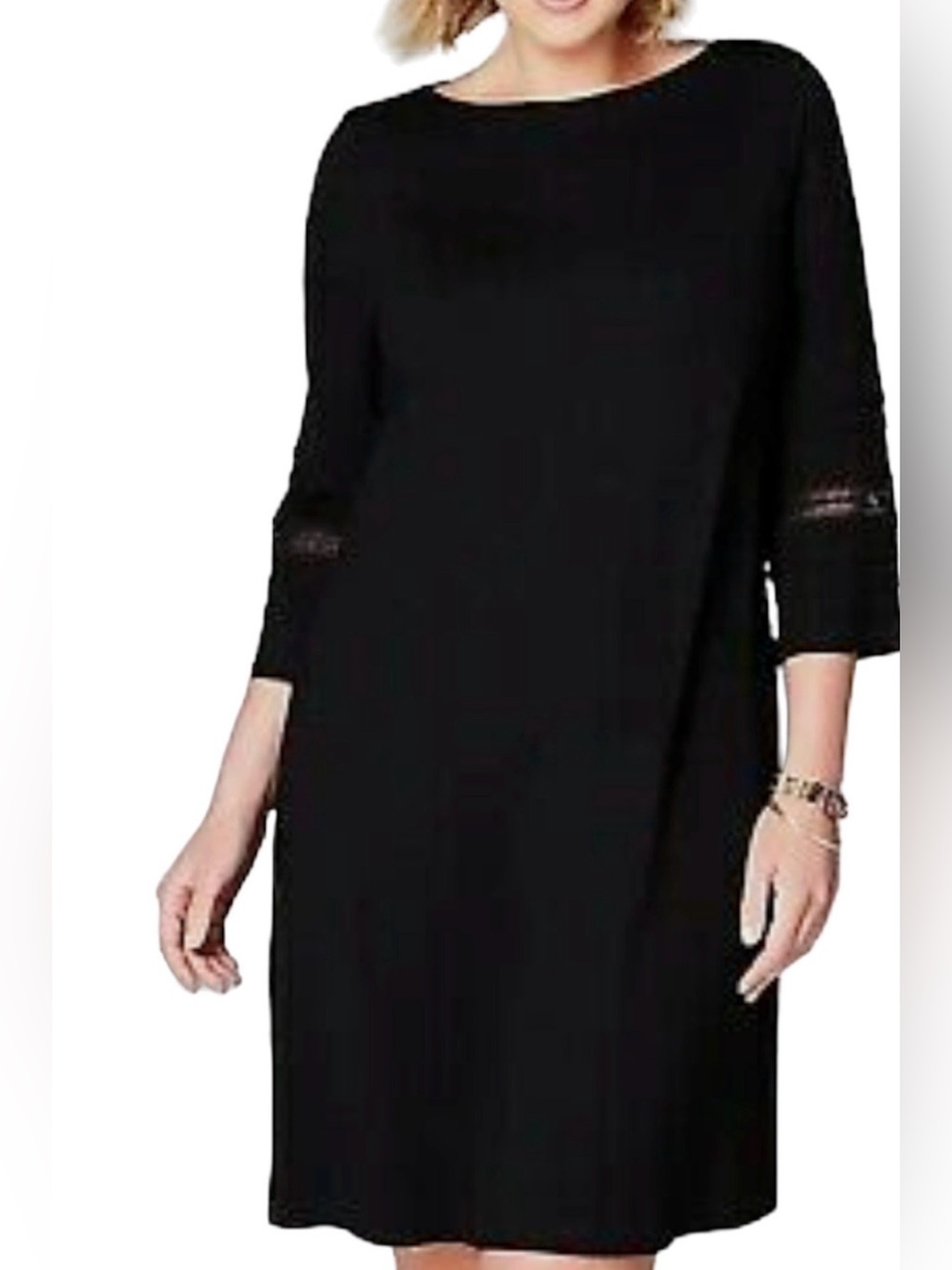 NEW J.JILL WEAREVER COLLECTION BLACK CROCHET LACE TRIMMED DRESS SZ XS